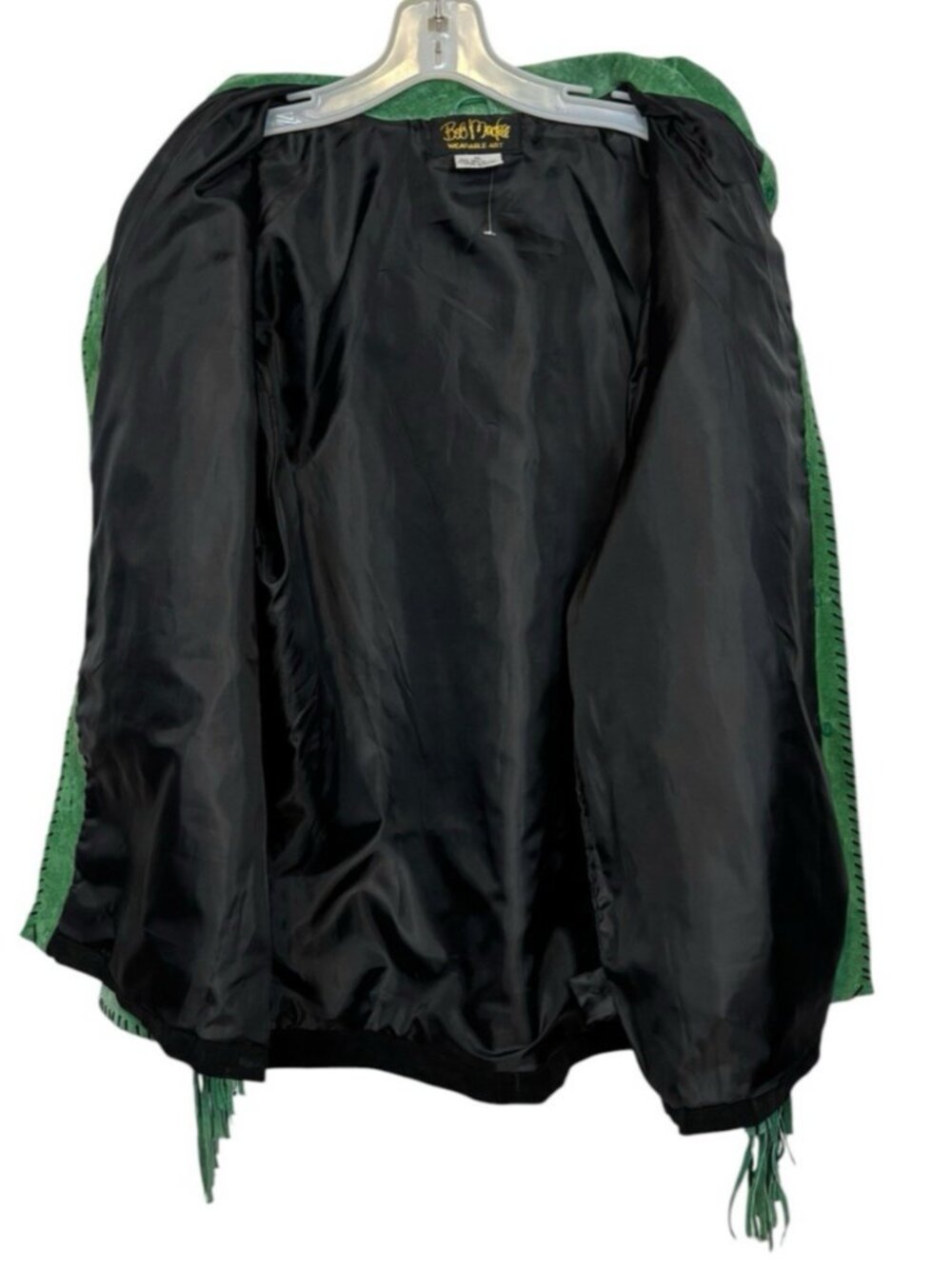 Bob Mackie Jacket Womens XL Green Suede Leather Fringe Western Cowboy Art 90s - Picture 12 of 13